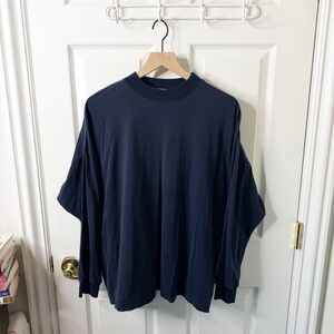 Gianni Versace Vintage VTG Navy Blue Long Sleeve Cotton Blend T-Shirt Mens L
